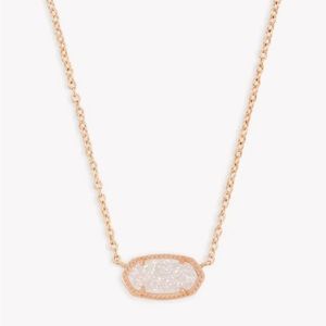 Kendra Scott Elisa Rose Gold Pendant Necklace in Iridescent Druzy